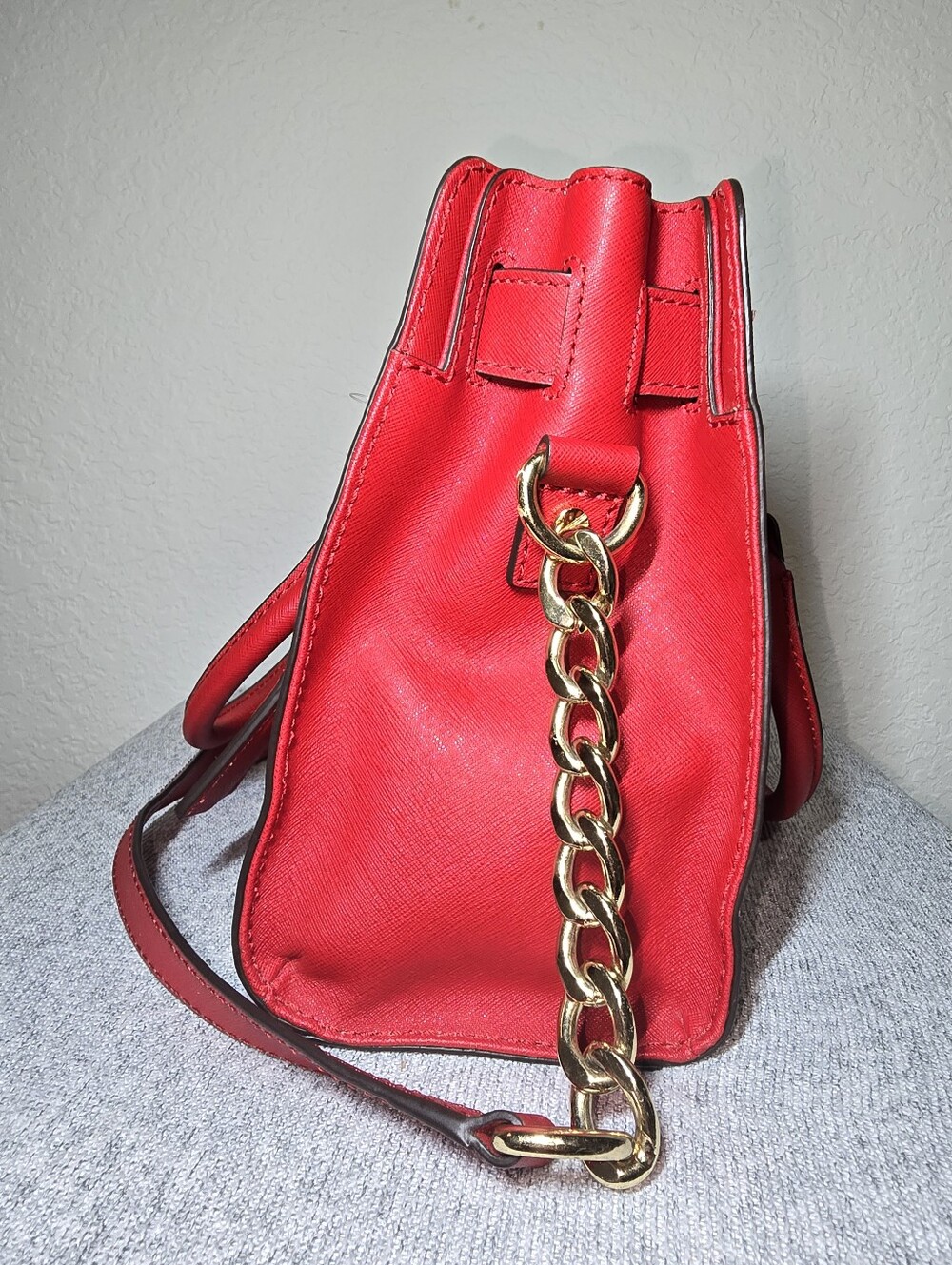 Hamilton by Michael Kors, Red Leather with Gold Hardware - Picture 5 of 15